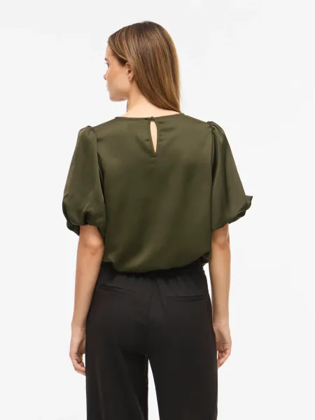 Hovedbilde VIELLETTE 2/4 SATIN PUFF TOP  FOREST NIGHT