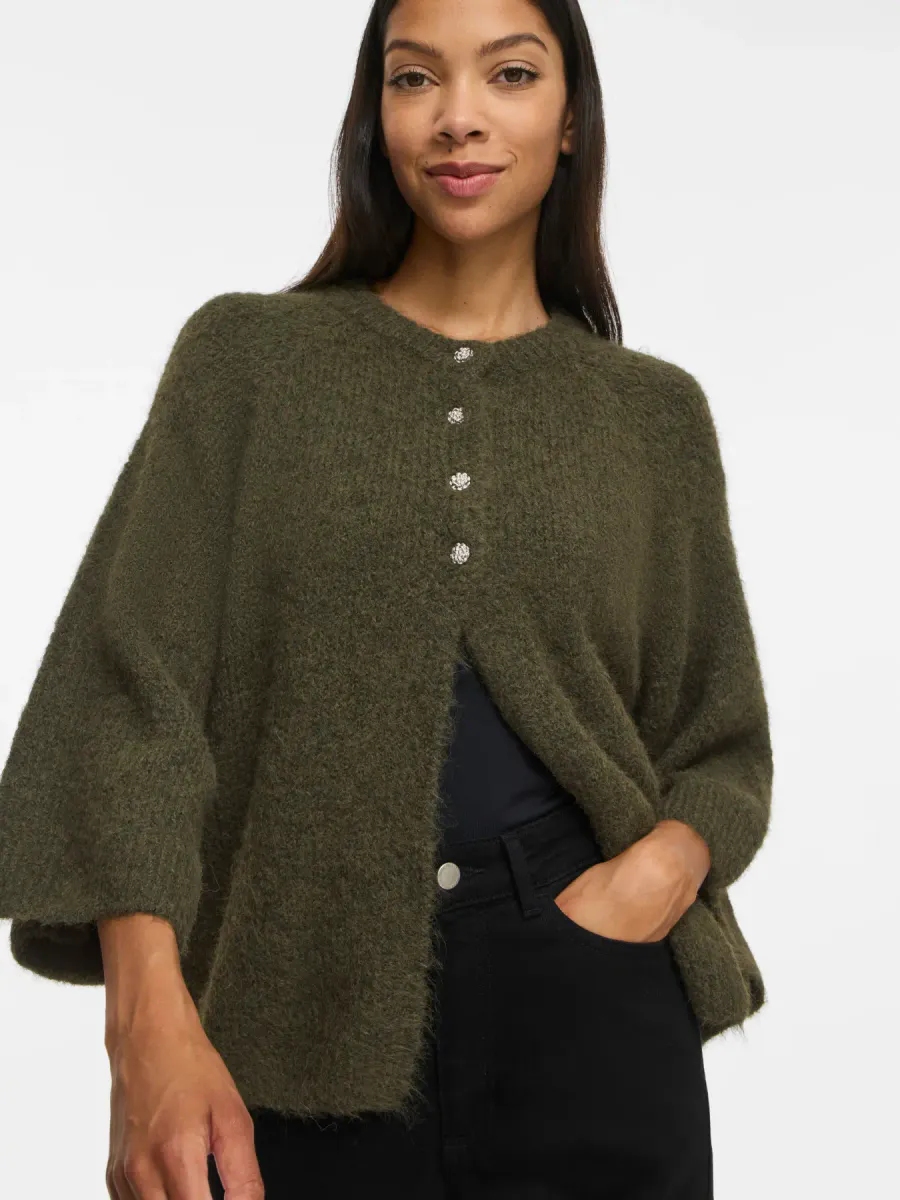 VIBOWS 3/4 KNIT CARDIGAN FOREST NIGHT