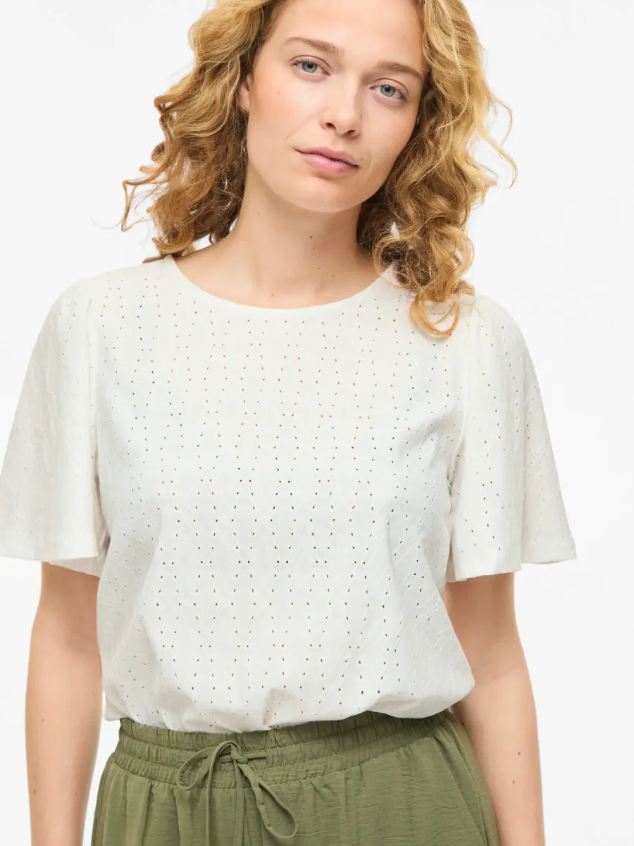 VIBELLI O-NECK S/S TOP SNOW WHITE
