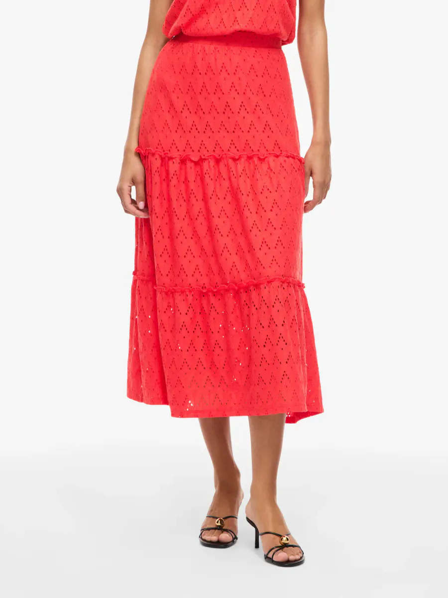 VIAMALINA HW MIDI SKIRT/VOL/PB HIBISCUS