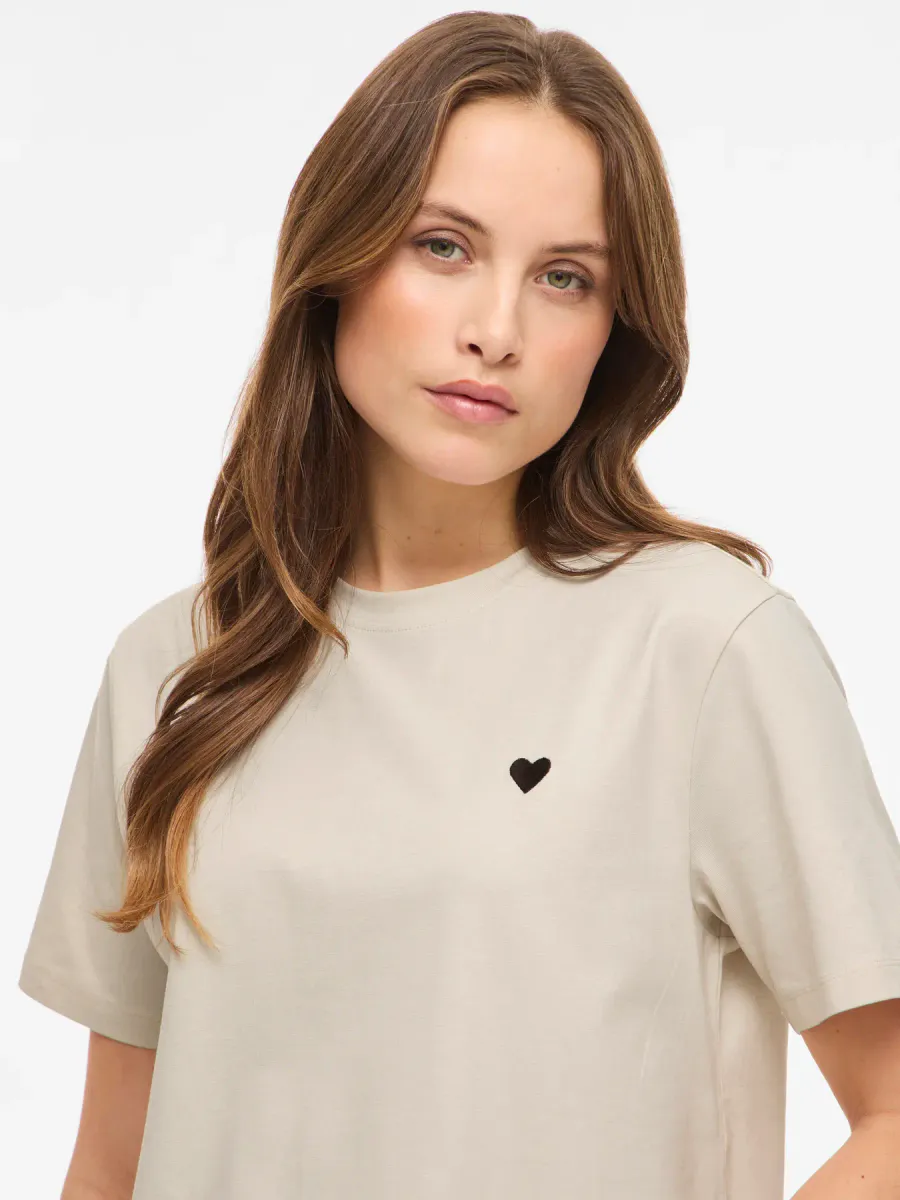 VINORA S/S T-SHIRT  BEIGE HEART