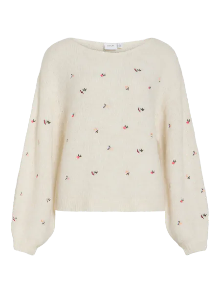 Hovedbilde VIMARLEY L/S EMB KNIT PULLOVER EGRET FLOWER