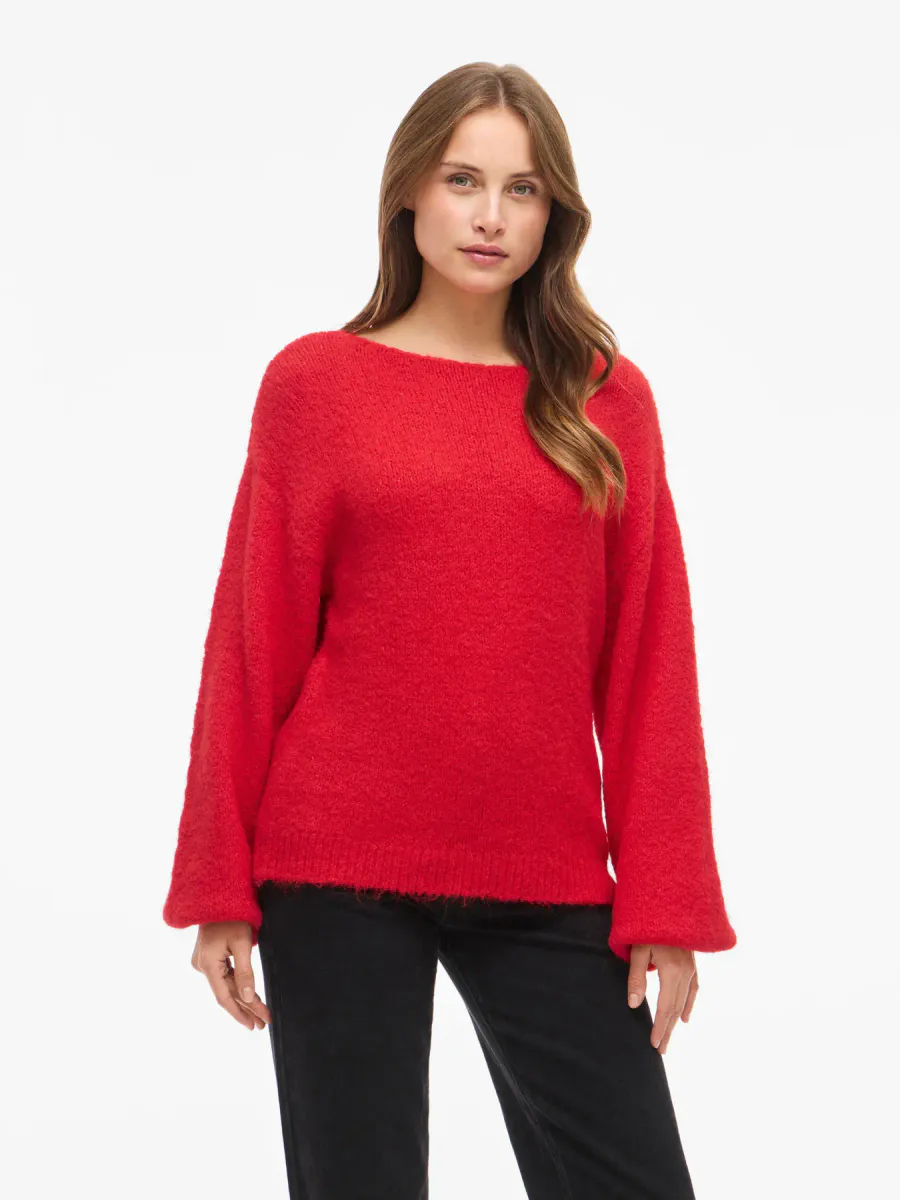 VIMARLEY L/S EMB KNIT PULLOVER HIBISCUS