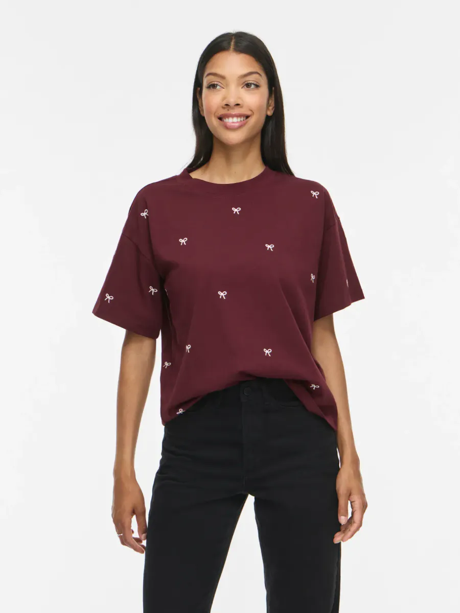 VIMONIE BOW O-NECK S/S T-SHIRT/RN PORT ROYALE