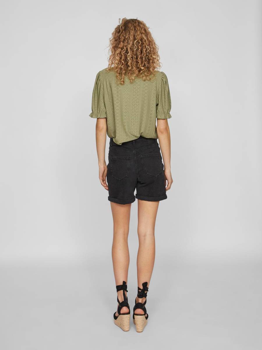 VIJO HW BLACK DENIM SHORTS