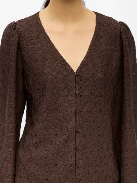 Hovedbilde OBJLAILA L/S V-NECK TOP SEAL BROWN