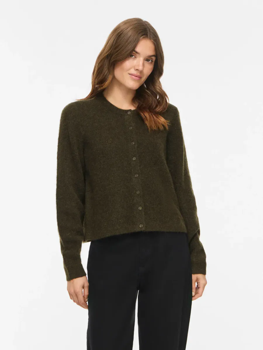 VILORY O-NECK L/S KNIT CARDIGAN FORREST NIGHT