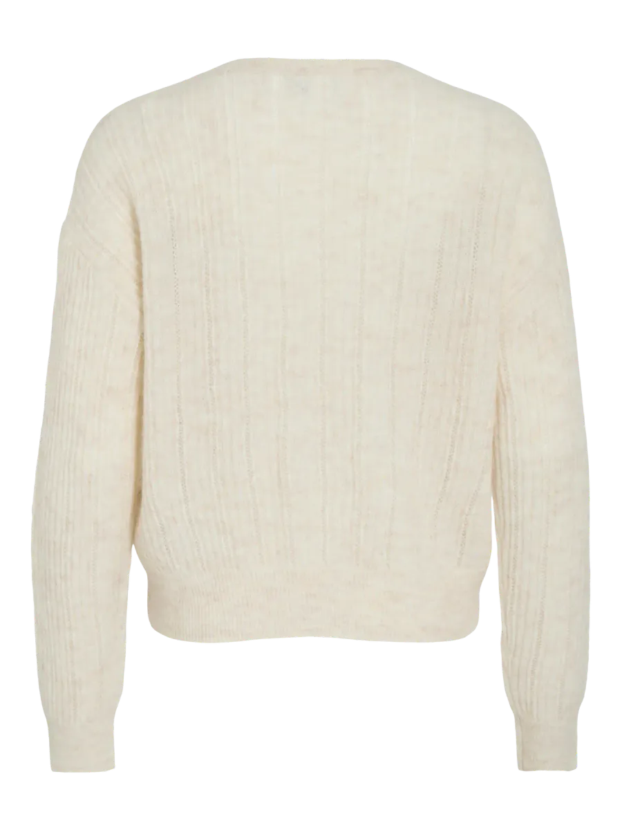 VIPRETTY O-NECK POINTELLE CARDIGAN SUPER LIGHT NATURAL MELANGE