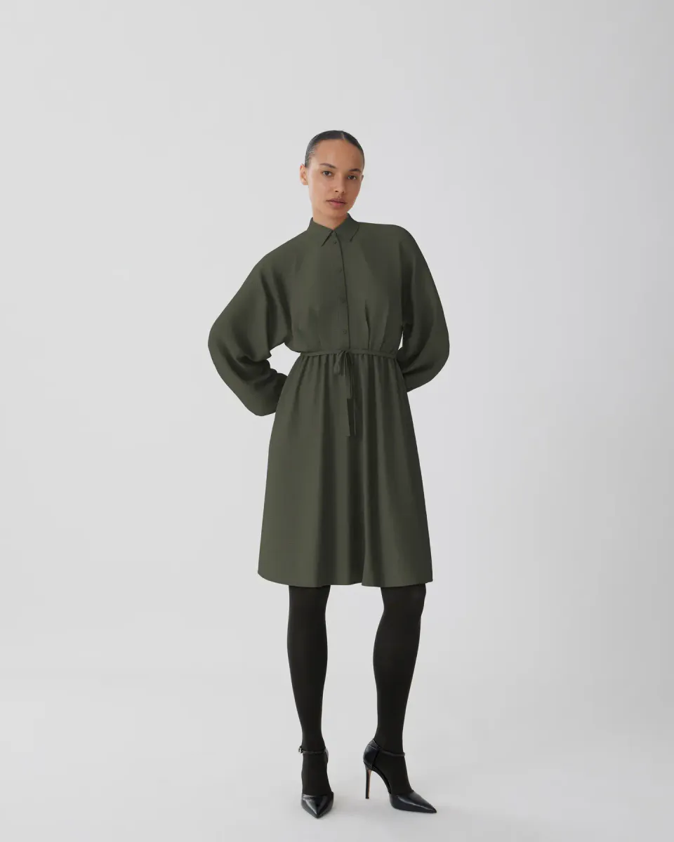 VISURASHIL L/S SHIRT DRESS/PB DEEP DEPTHS