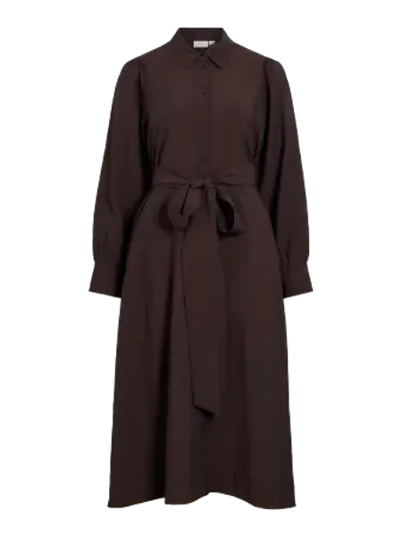 Hovedbilde  VIALINIA CAROL L/S MIDI SHIRT DRESS/LN COFFE ...