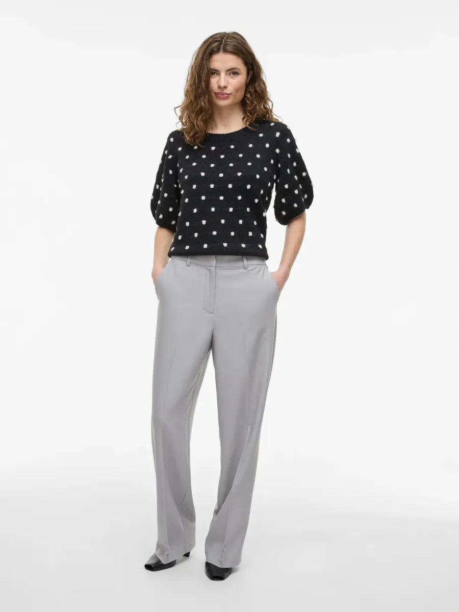 VISIFFE HW STRAIGHT PANTS  LIGHT GREY MELANGE
